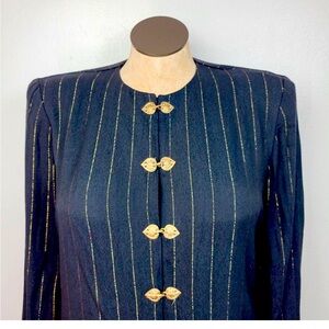 Vintage 90s Black & Gold Pinstripe Blazer Jacket
